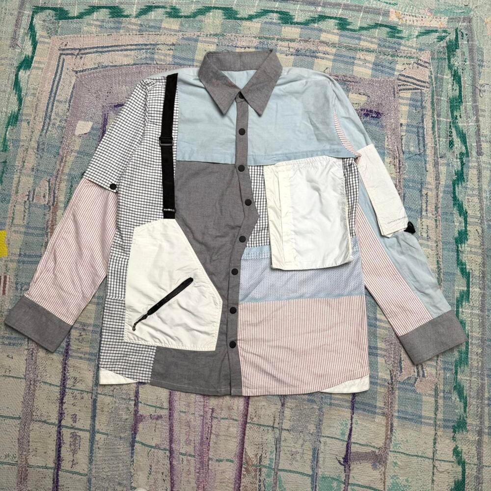 Custom Upcycled Patchwork Utility Shirt Jacket | One-of-One Reworked Overshirt